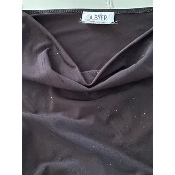 A Byer Vintage Black Sparkle Pullover Ruched Top Large - Picture 5 of 8